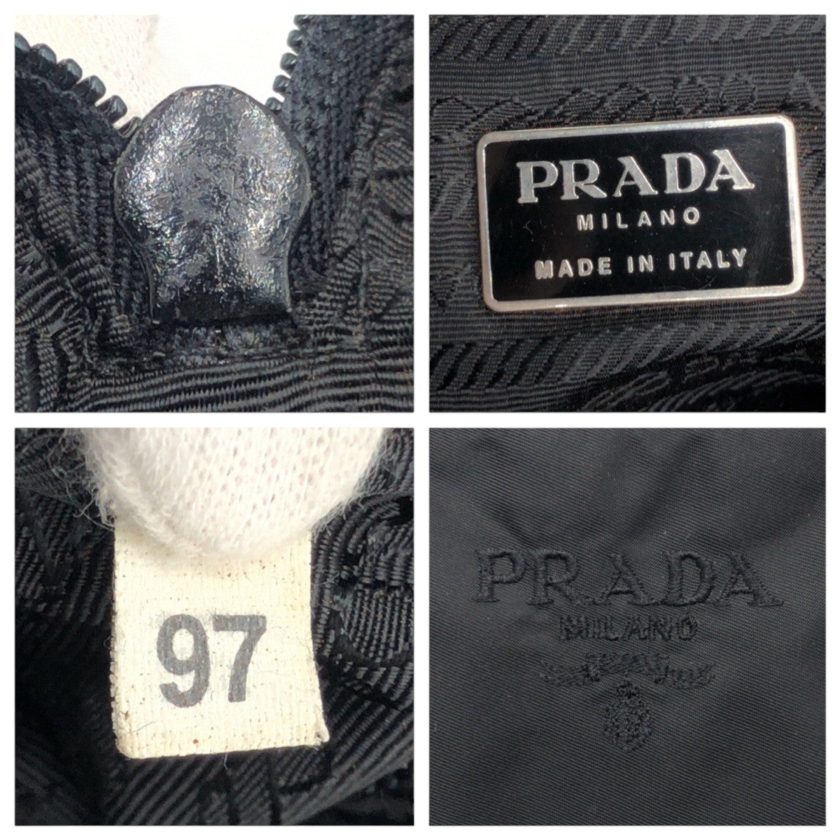 14980
PRADA プラダ テスート ロゴ刺繍 ブラック 黒 ナイロン ハンドバッグ  レディース AB38