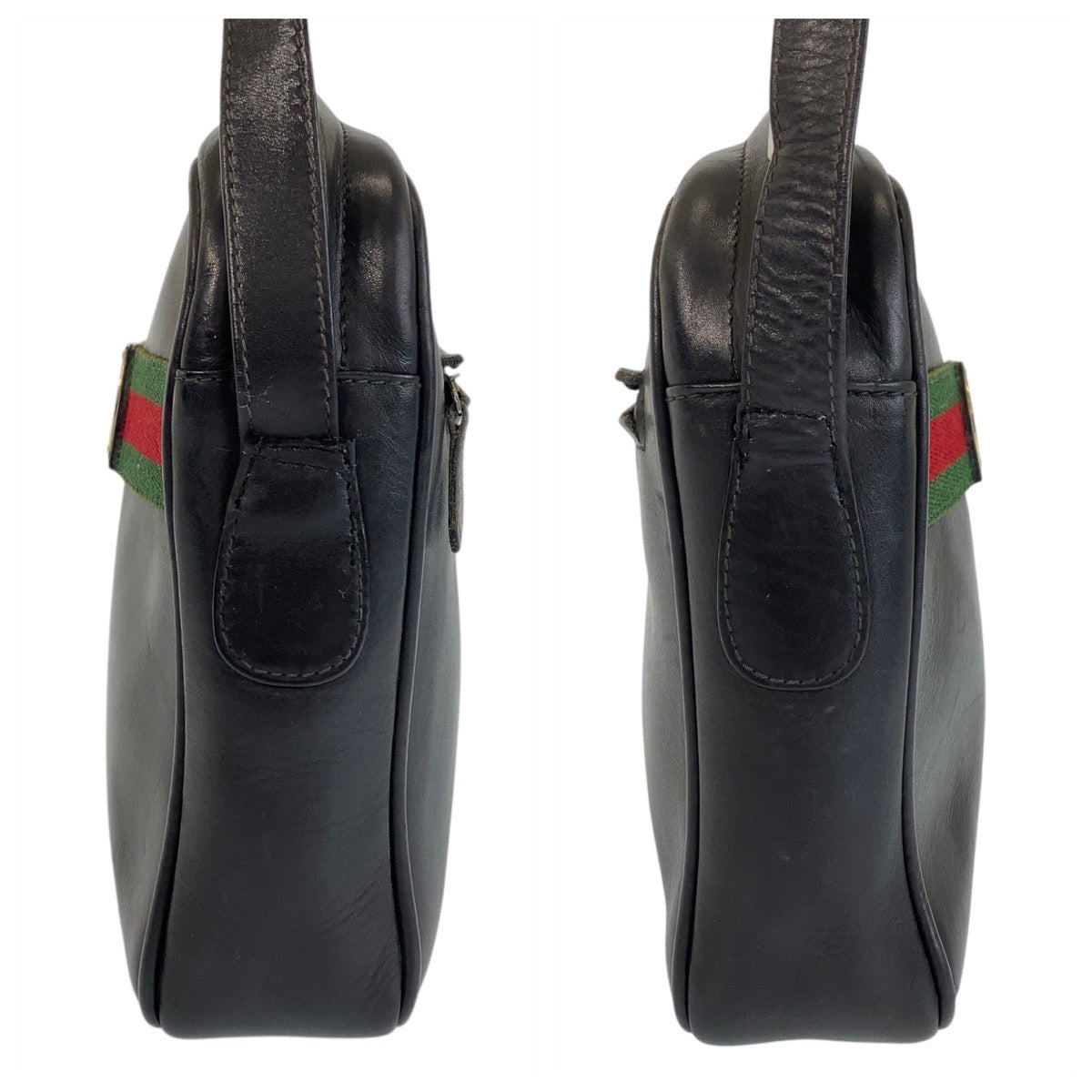 14983
GUCCI グッチ シェリーライン ブラック 黒 ゴールド金具 レザー ショルダーバッグ ポシェット  レディース