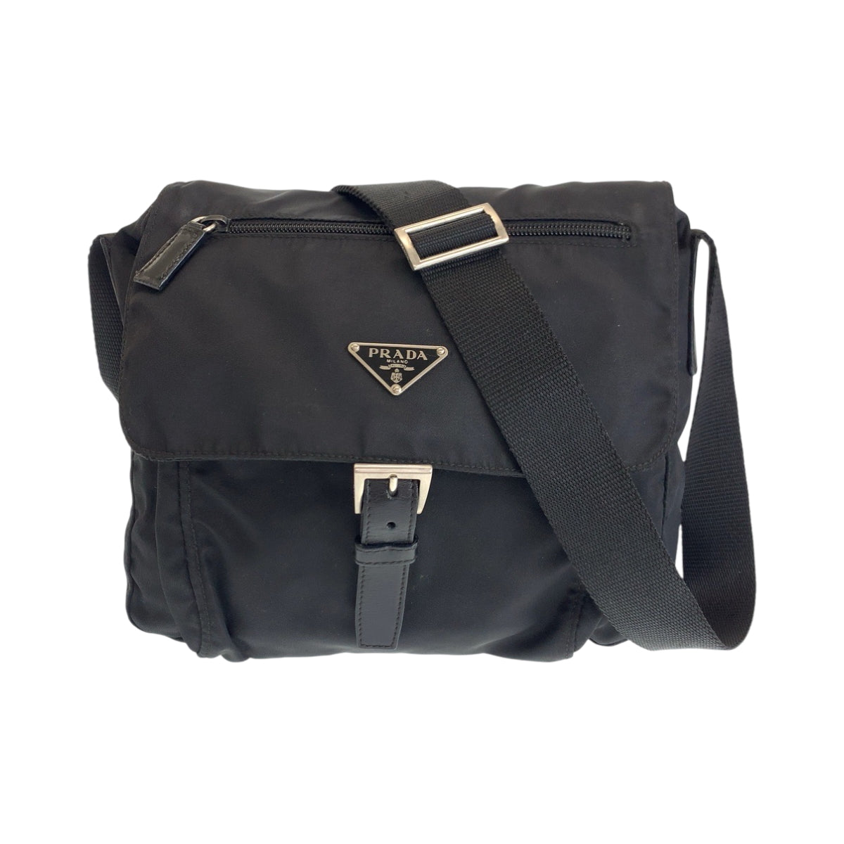 14991
PRADA プラダ テスート 三角ロゴプレート ブラック 黒 シルバー金具 ナイロン BT8994 ショルダーバッグ ポシェット  メンズ