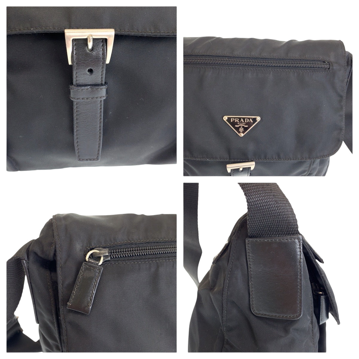 14991
PRADA プラダ テスート 三角ロゴプレート ブラック 黒 シルバー金具 ナイロン BT8994 ショルダーバッグ ポシェット  メンズ