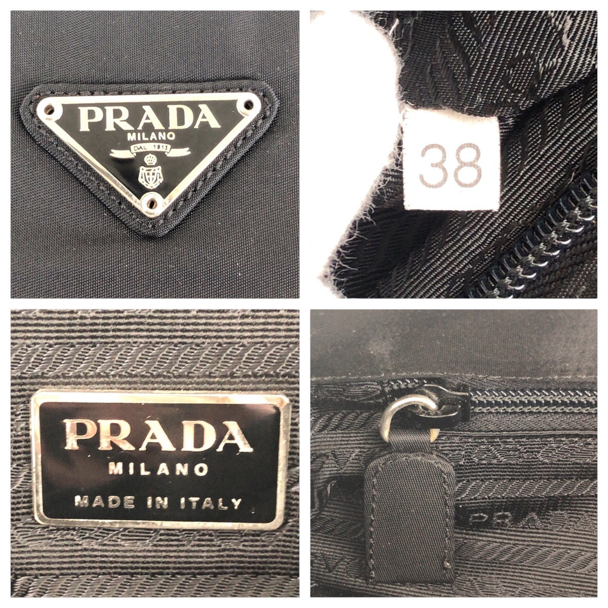 14992
PRADA プラダ テスート 三角ロゴプレート ブラック 黒 シルバー金具 ナイロン トートバッグ ショルダーバッグ  レディース