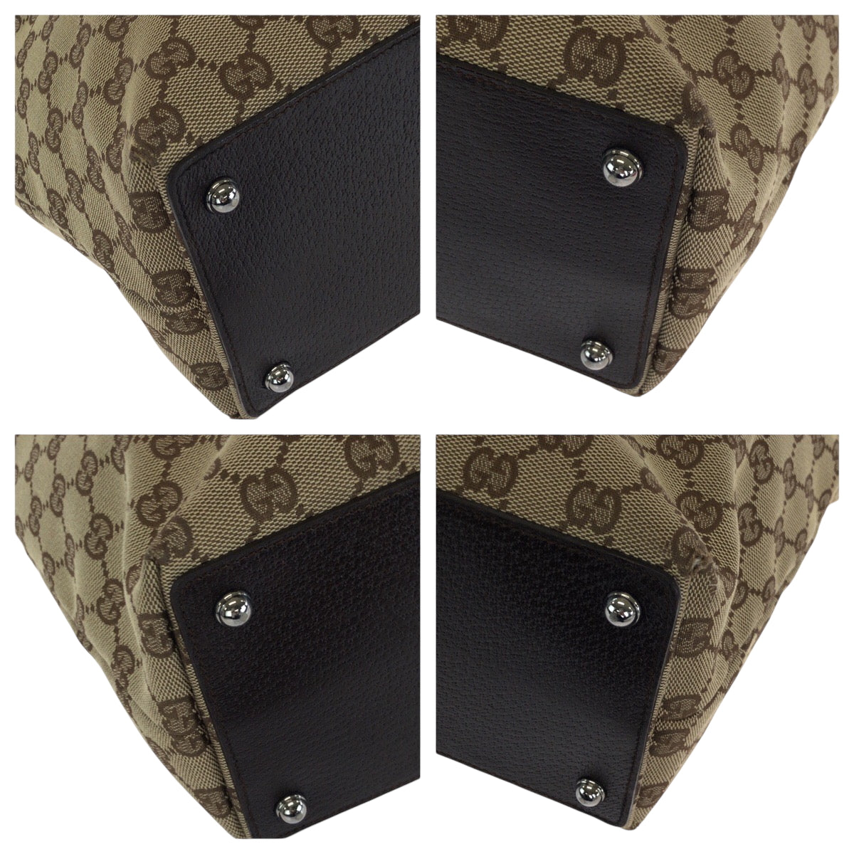 14993
GUCCI グッチ ベージュ ブラウン シルバー金具 GGキャンバス 120836 トートバッグ ショルダーバッグ  レディース