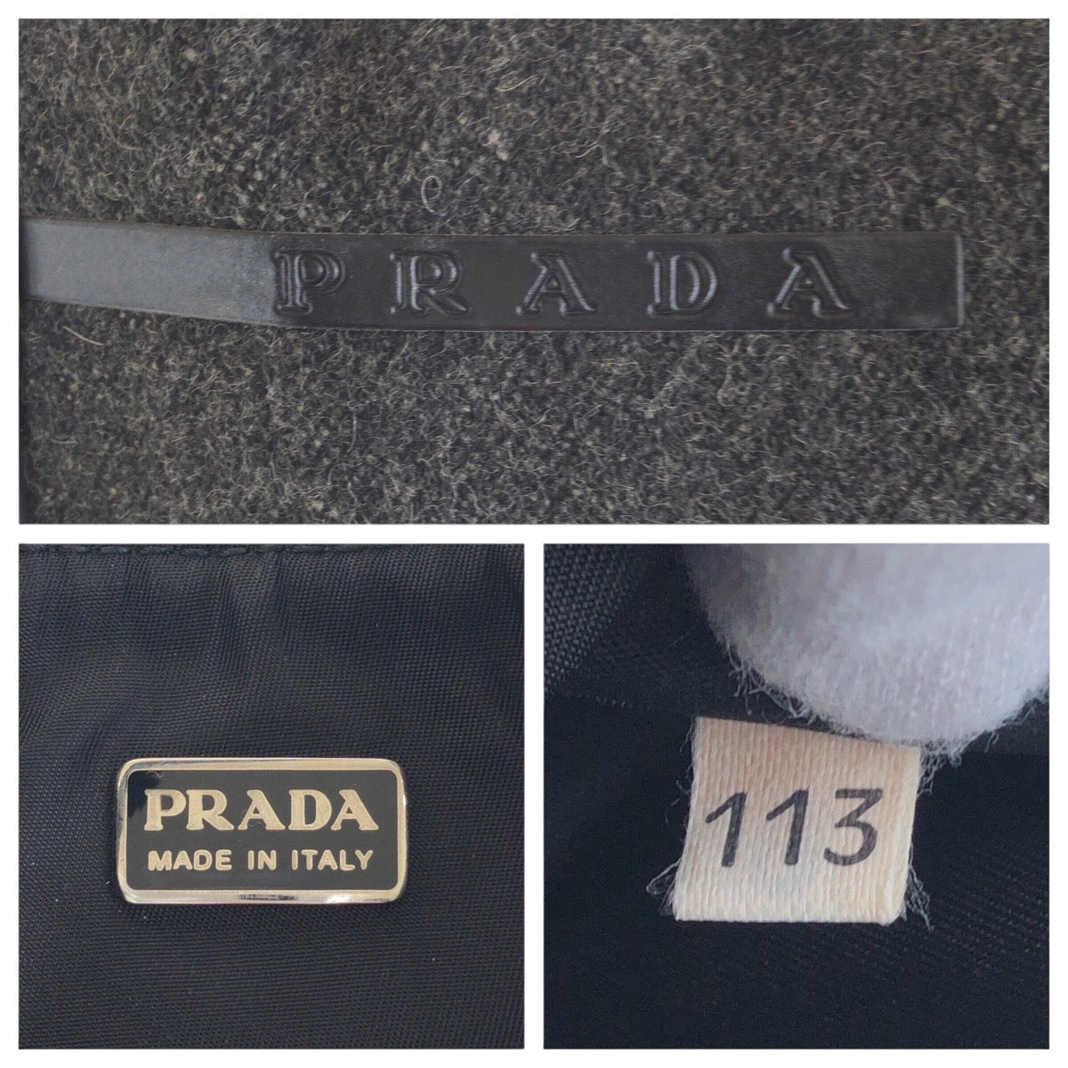 14998
PRADA プラダ プラダスポーツ グレー ネイビー シルバー金具 ウール / ナイロン ハンドバッグ アクセサリーポーチ  レディース