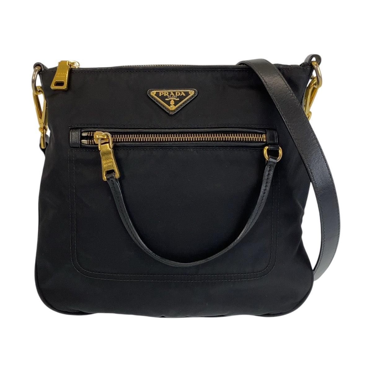 15000
PRADA プラダ テスート 三角ロゴプレート ブラック 黒 ゴールド金具 ナイロン / レザー ショルダーバッグ メッセンジャーバッグ  レディース