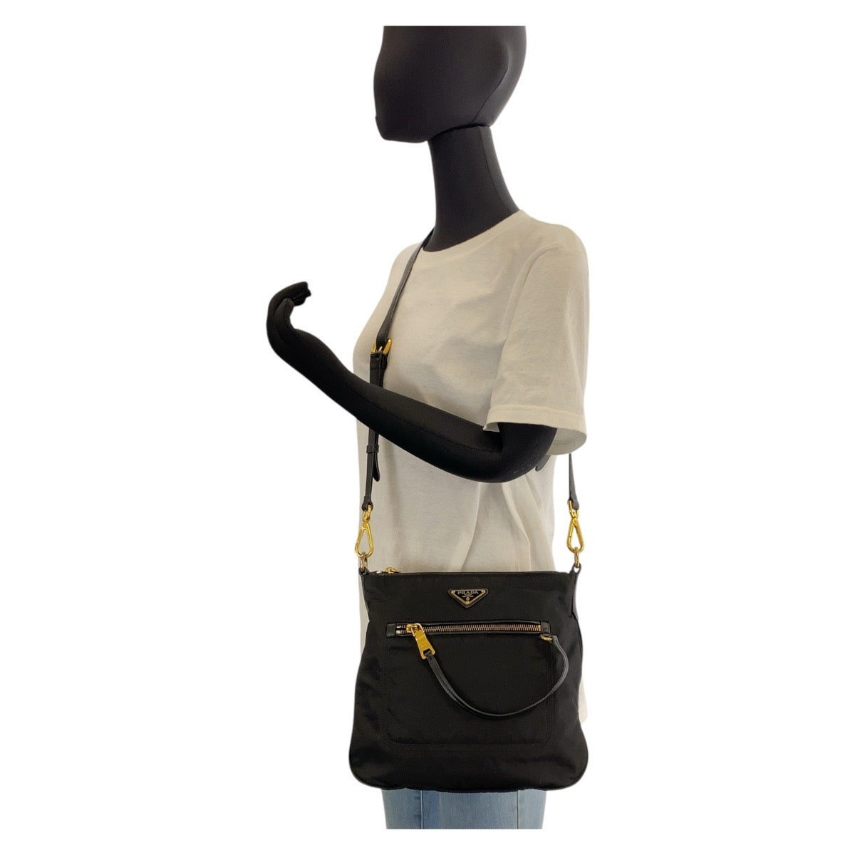 15000
PRADA プラダ テスート 三角ロゴプレート ブラック 黒 ゴールド金具 ナイロン / レザー ショルダーバッグ メッセンジャーバッグ  レディース
