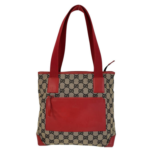 15002
GUCCI グッチ レッド ベージュ GGキャンバス / レザー 019 0402 トートバッグ ショルダーバッグ  レディース