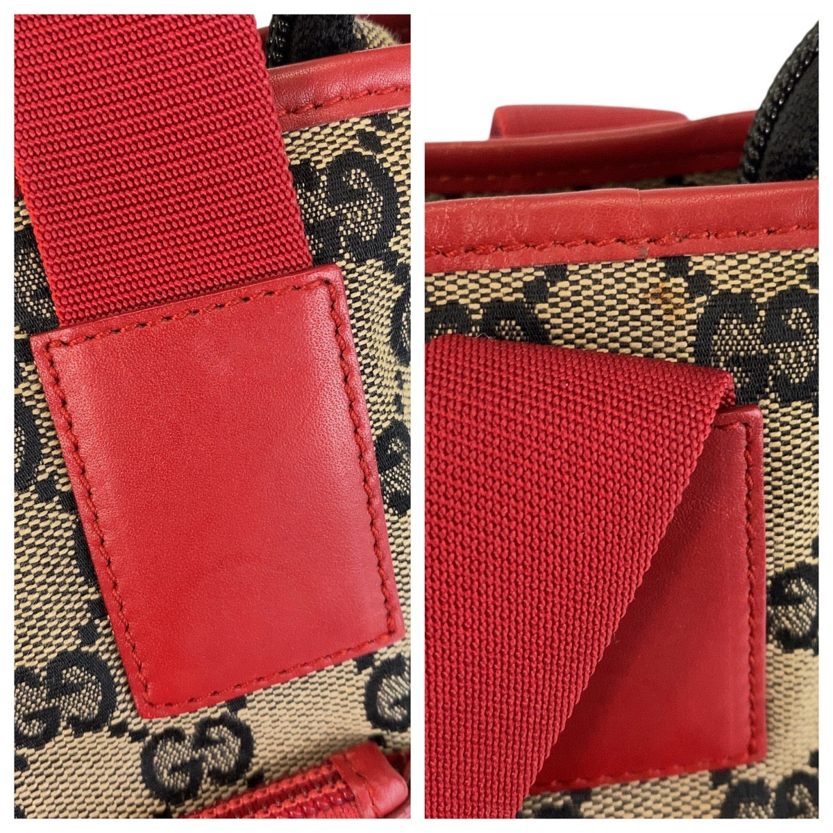 15002
GUCCI グッチ レッド ベージュ GGキャンバス / レザー 019 0402 トートバッグ ショルダーバッグ  レディース