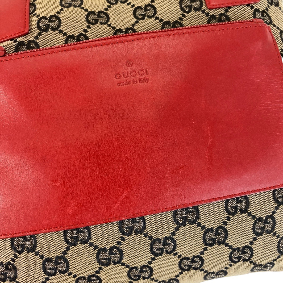 15002
GUCCI グッチ レッド ベージュ GGキャンバス / レザー 019 0402 トートバッグ ショルダーバッグ  レディース