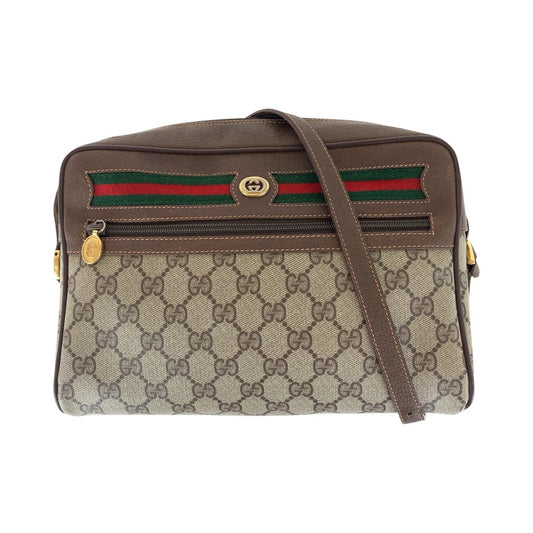 15006
GUCCI グッチ ヴィンテージ オールドグッチ シェリーライン ブラウン ゴールド金具 GGスプリームキャンバス / レザー 56 02 088 ショルダーバッグ ポシェット  レディース