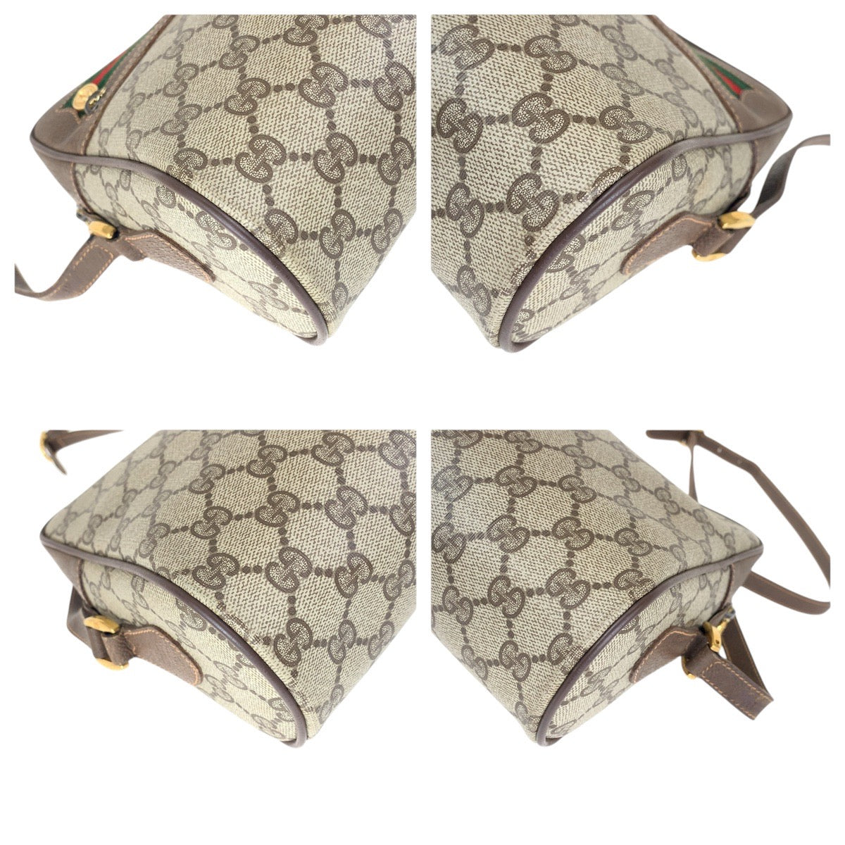 15006
GUCCI グッチ ヴィンテージ オールドグッチ シェリーライン ブラウン ゴールド金具 GGスプリームキャンバス / レザー 56 02 088 ショルダーバッグ ポシェット  レディース