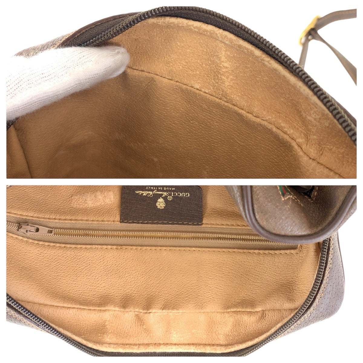 15006
GUCCI グッチ ヴィンテージ オールドグッチ シェリーライン ブラウン ゴールド金具 GGスプリームキャンバス / レザー 56 02 088 ショルダーバッグ ポシェット  レディース