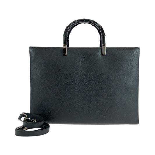 15011
GUCCI グッチ バンブー ブラック 黒 シルバー金具 レザー 002 1034 トートバッグ ハンドバッグ ショルダーバッグ 2way  レディース