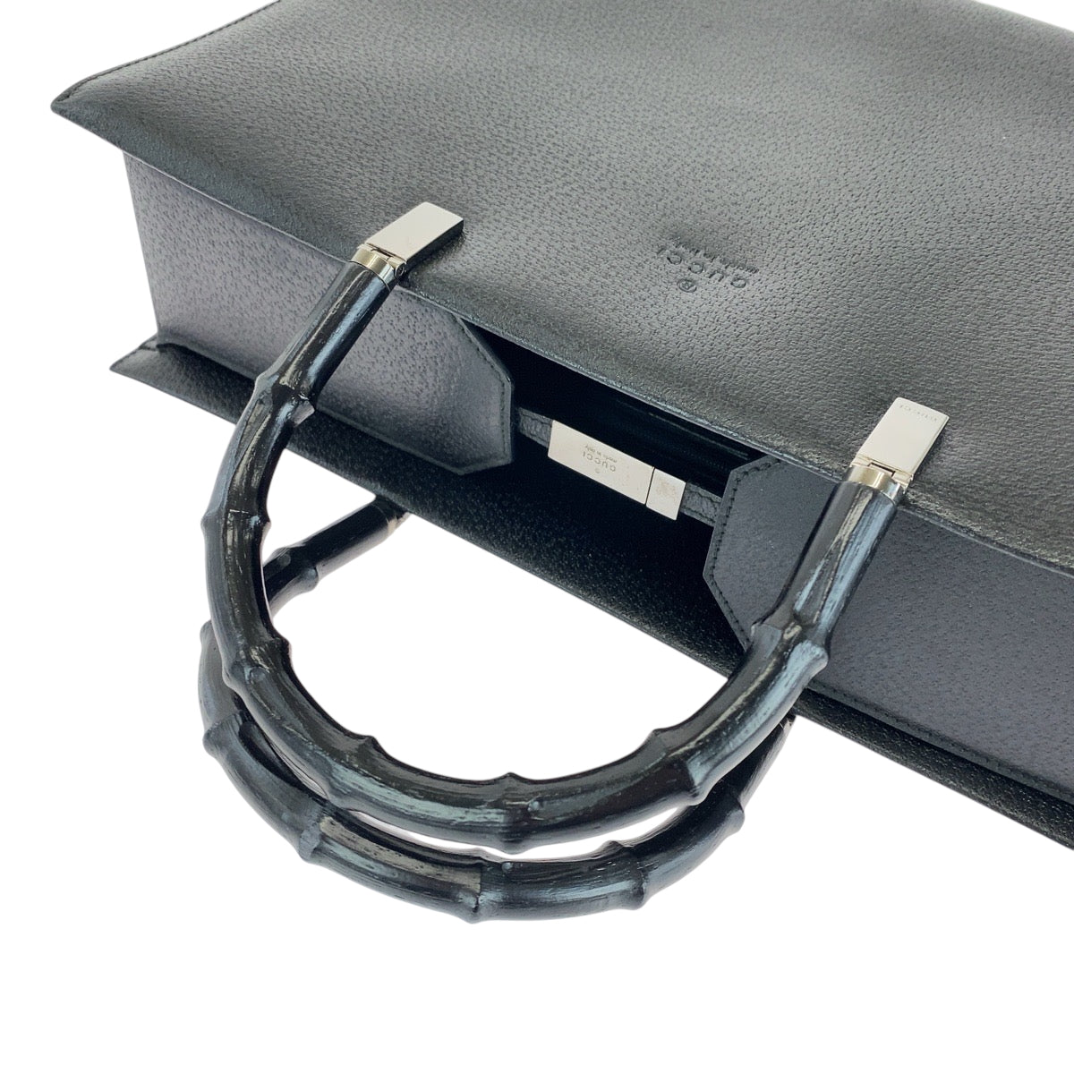 15011
GUCCI グッチ バンブー ブラック 黒 シルバー金具 レザー 002 1034 トートバッグ ハンドバッグ ショルダーバッグ 2way  レディース