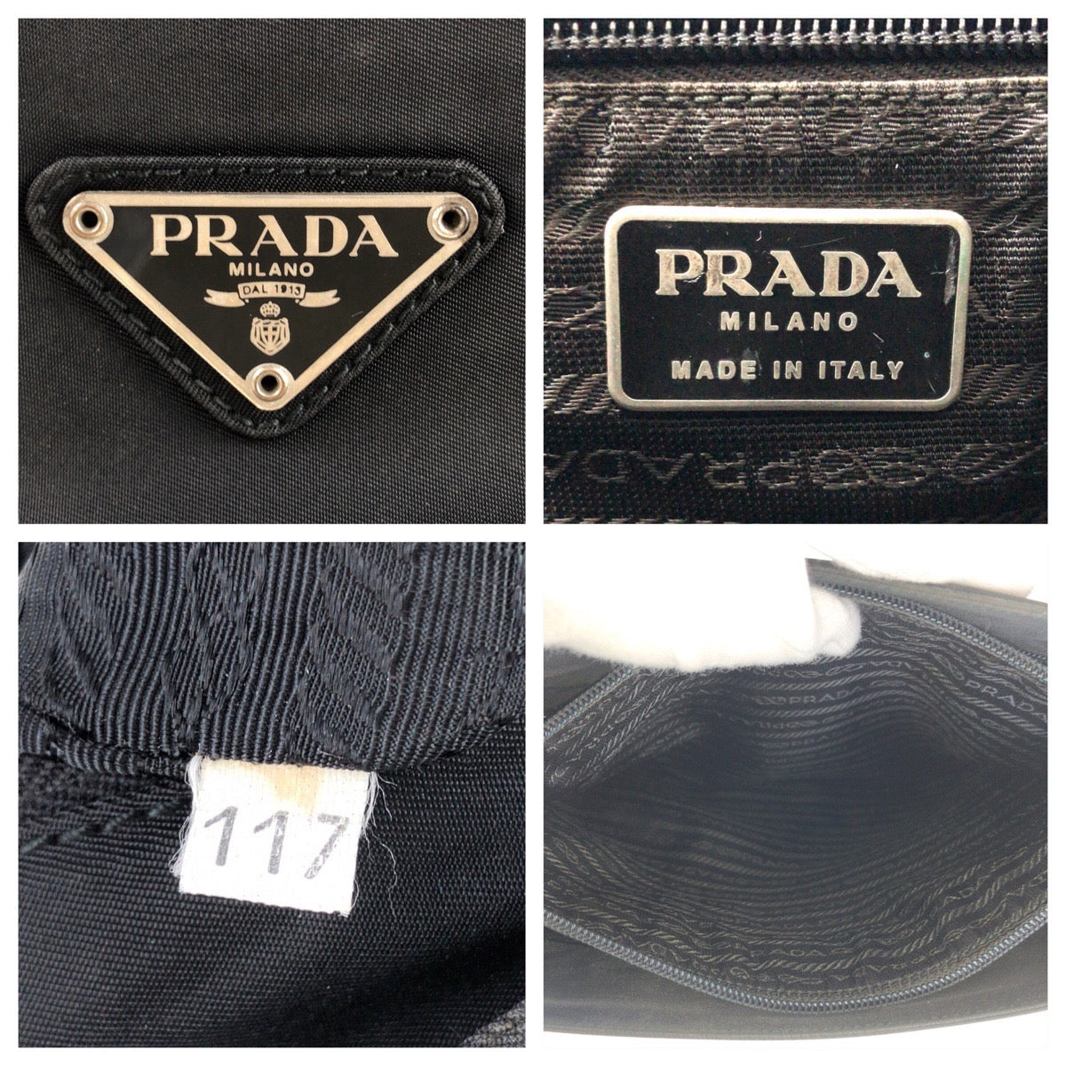 15012
PRADA プラダ テスート 三角ロゴプレート ブラック 黒 シルバー金具 ナイロン トートバッグ ショルダーバッグ  レディース