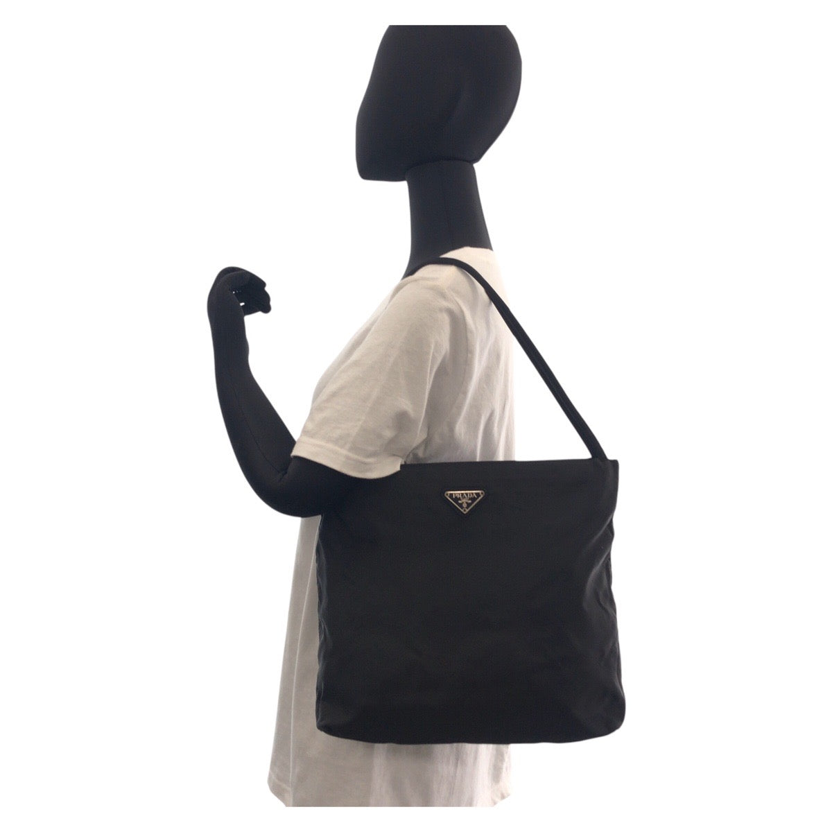 15012
PRADA プラダ テスート 三角ロゴプレート ブラック 黒 シルバー金具 ナイロン トートバッグ ショルダーバッグ  レディース