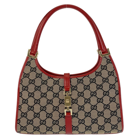 15013
GUCCI グッチ ジャッキー レッド ベージュ ゴールド金具 GGキャンバス / レザー 002 1068 ホーボー ショルダーバッグ ハンドバッグ  レディース
