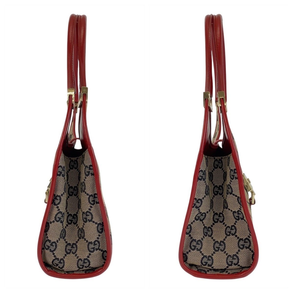 15013
GUCCI グッチ ジャッキー レッド ベージュ ゴールド金具 GGキャンバス / レザー 002 1068 ホーボー ショルダーバッグ ハンドバッグ  レディース