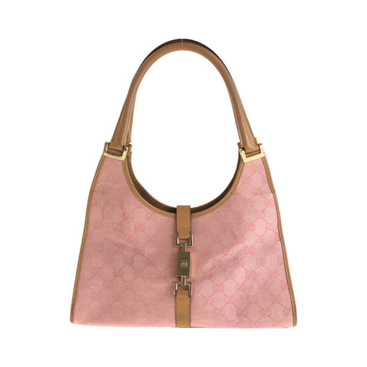15015
GUCCI グッチ ジャッキー ピンク ブラウン ゴールド金具 GGキャンバス 002 1067 ホーボー ワンショルダーバッグ 肩掛け  レディース