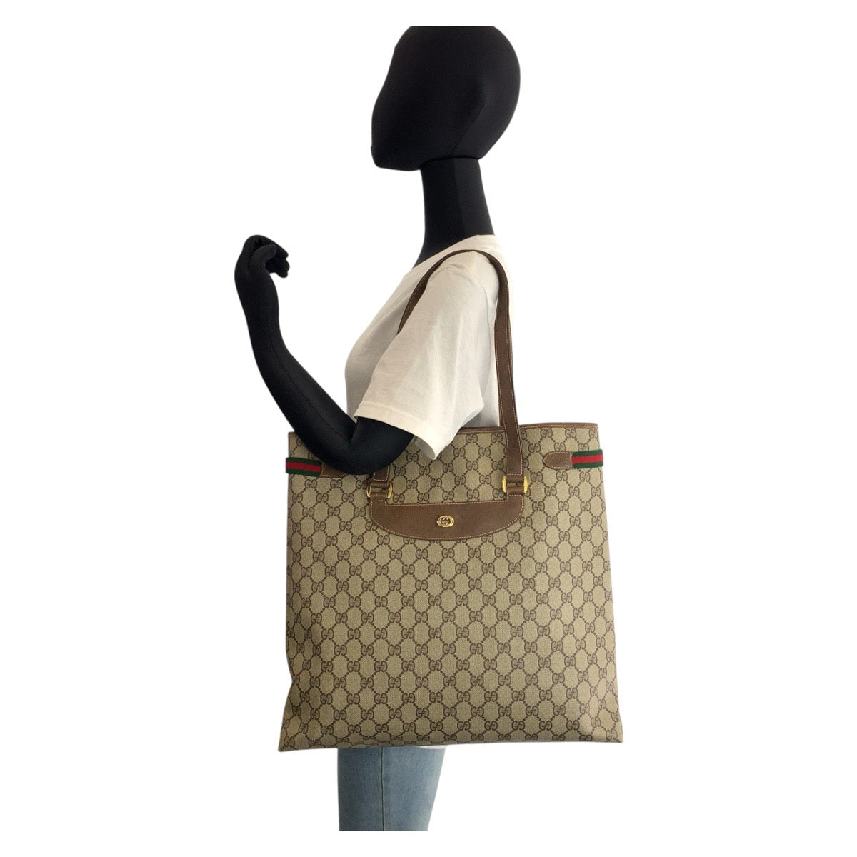 15016
GUCCI グッチ シェリーライン オールドグッチ ベージュ ブラウン ゴールド金具 GGスプリームキャンバス 39 02 091 トートバッグ ショルダーバッグ  レディース