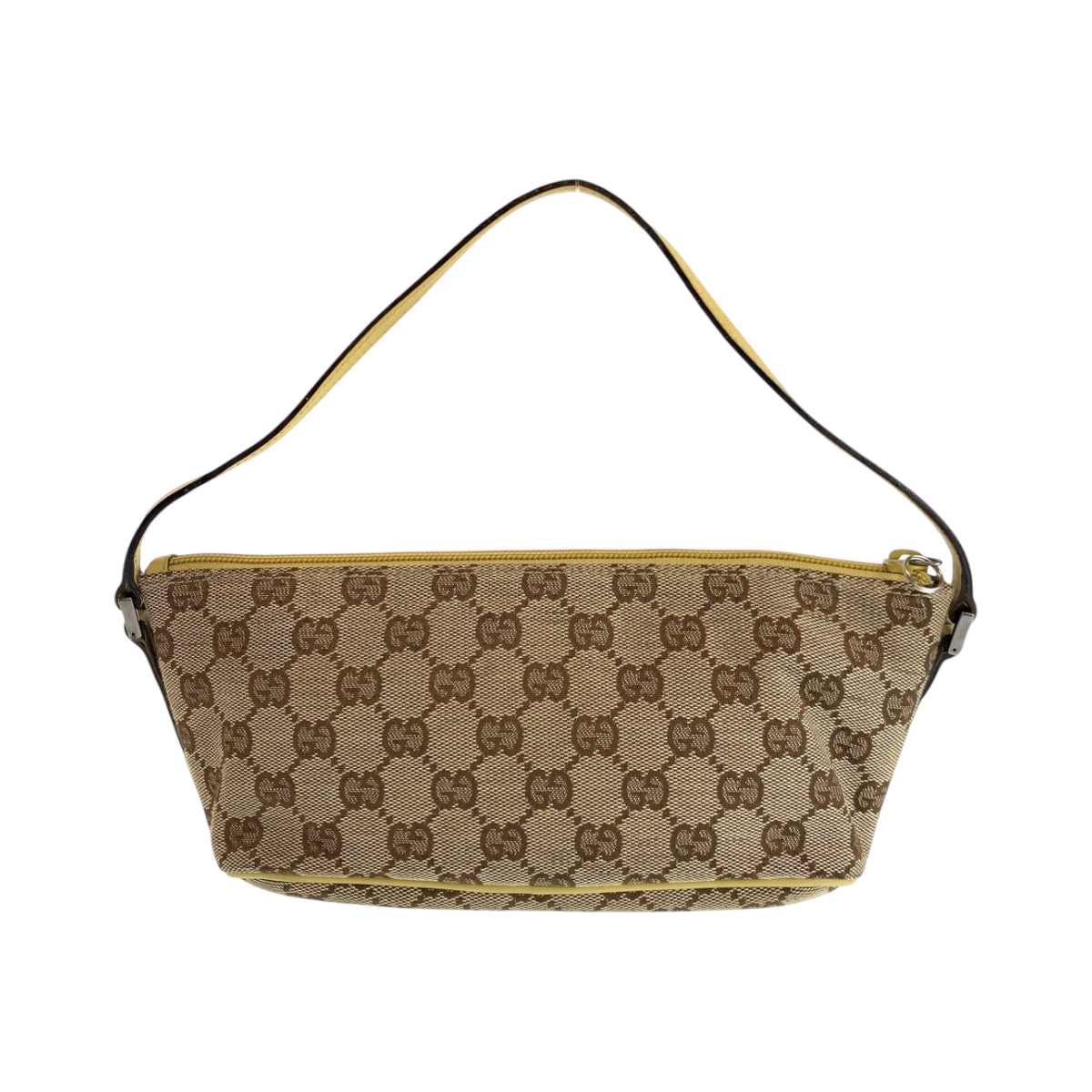 15017
GUCCI グッチ ベージュ ブラウン イエロー シルバー金具 GGキャンバス 7198 ハンドバッグ アクセサリーポーチ  レディース