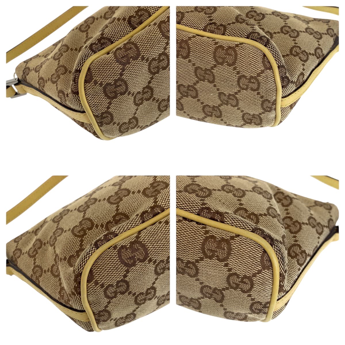 15017
GUCCI グッチ ベージュ ブラウン イエロー シルバー金具 GGキャンバス 7198 ハンドバッグ アクセサリーポーチ  レディース