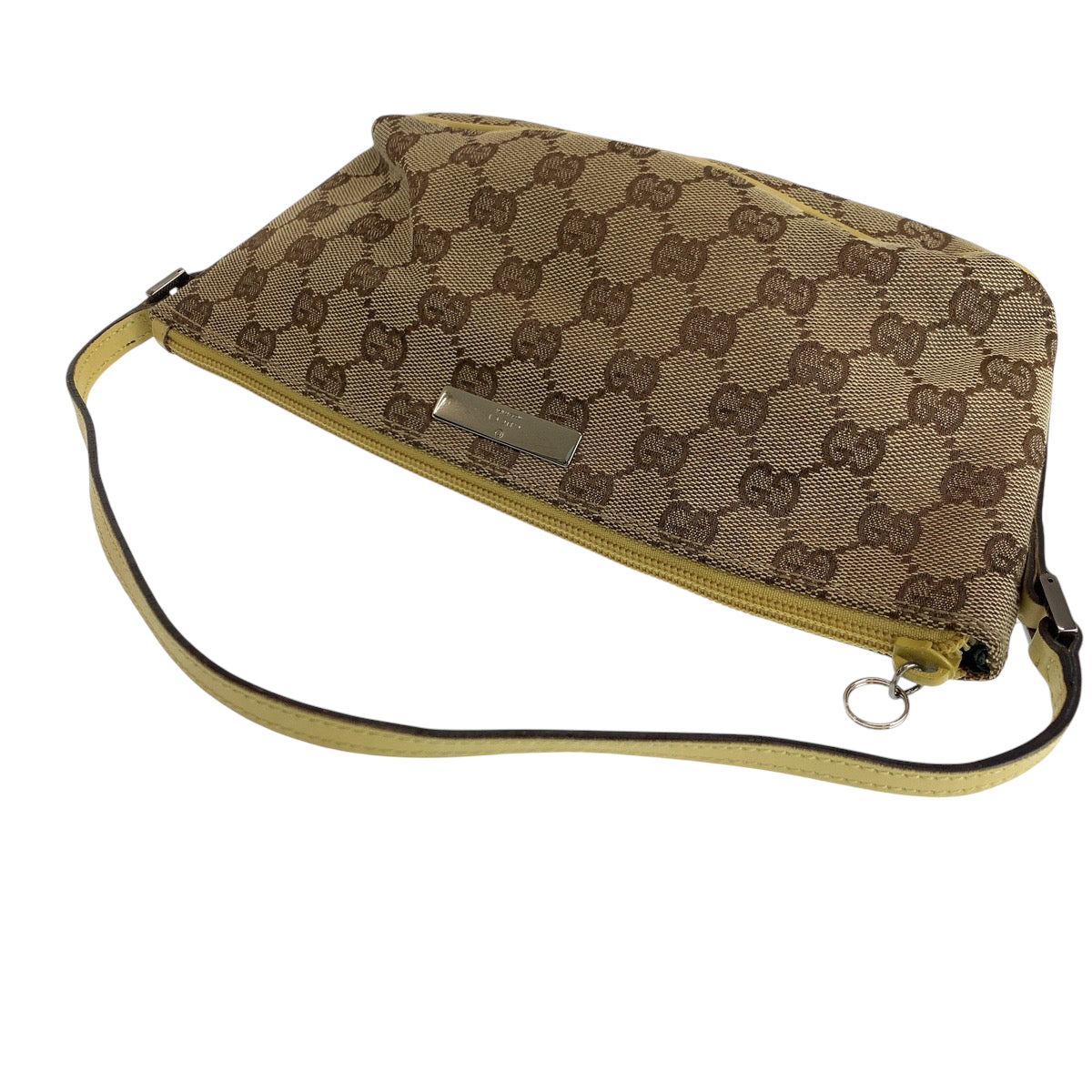 15017
GUCCI グッチ ベージュ ブラウン イエロー シルバー金具 GGキャンバス 7198 ハンドバッグ アクセサリーポーチ  レディース