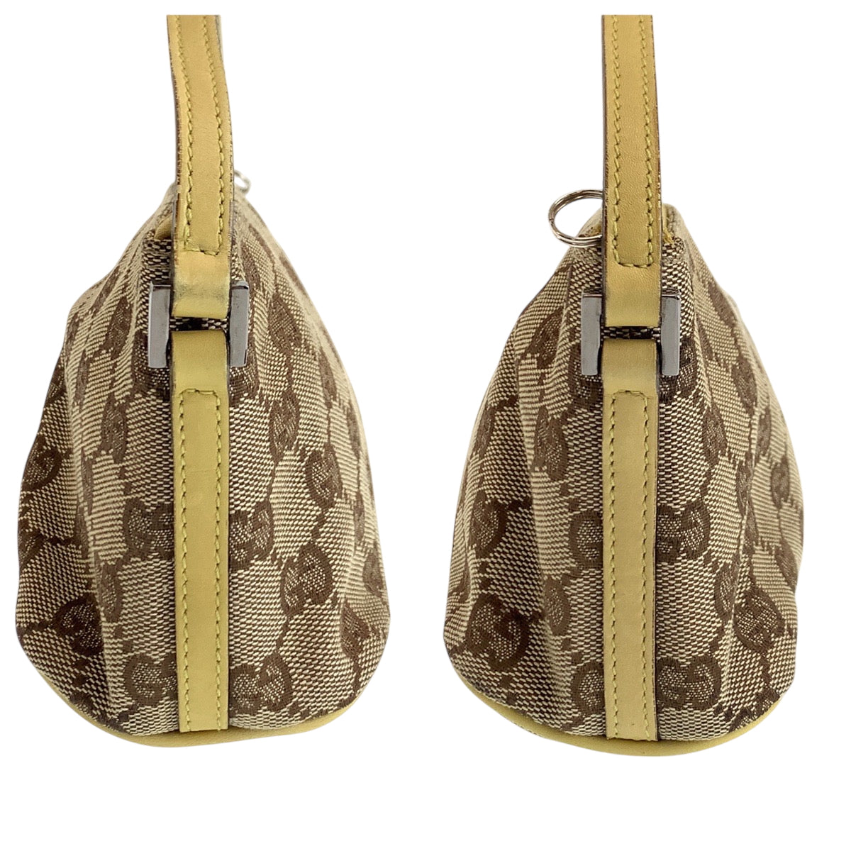 15017
GUCCI グッチ ベージュ ブラウン イエロー シルバー金具 GGキャンバス 7198 ハンドバッグ アクセサリーポーチ  レディース