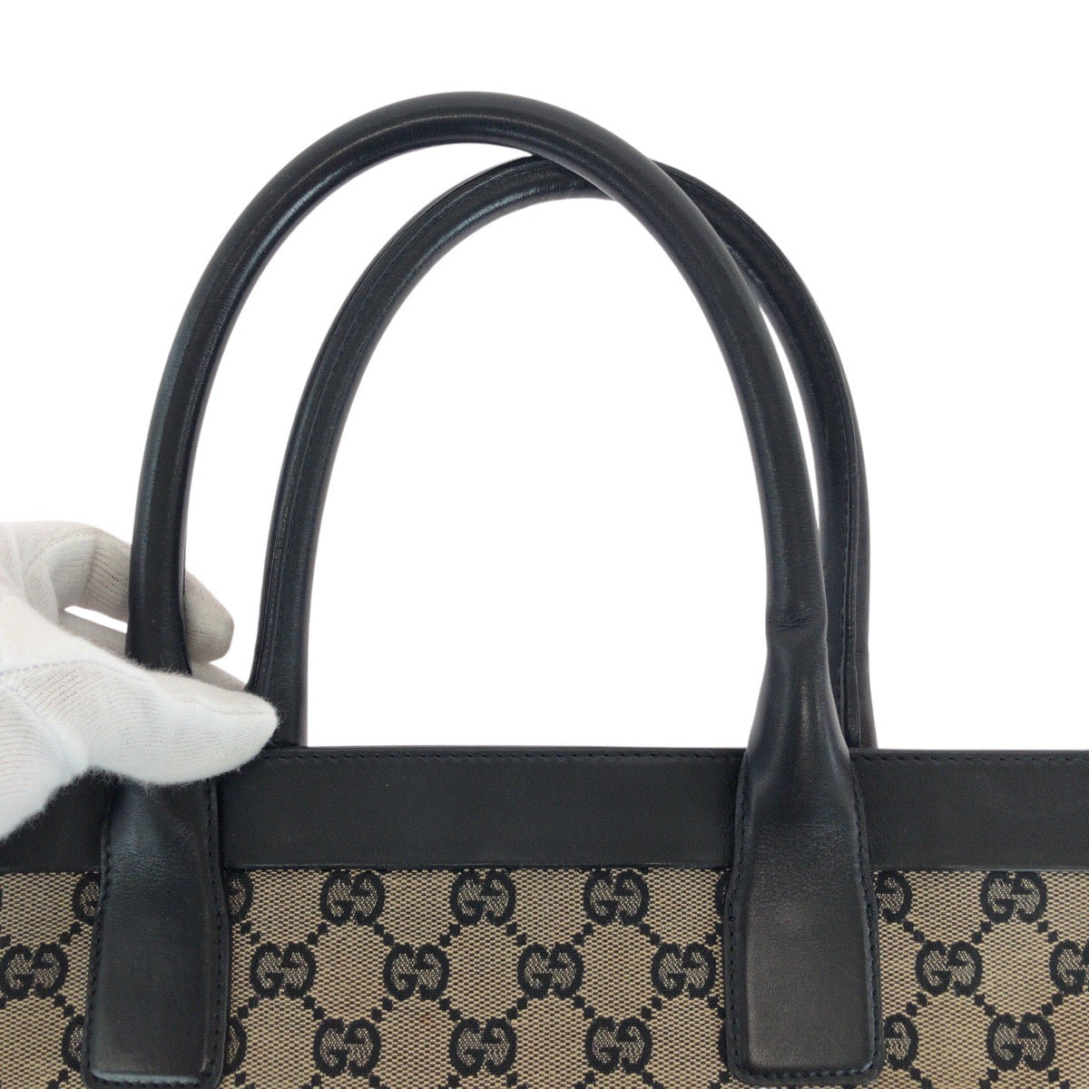 15019
GUCCI グッチ ブラック 黒 ゴールド金具 GGキャンバス / レザー 002 1119 トートバッグ ハンドバッグ  レディース