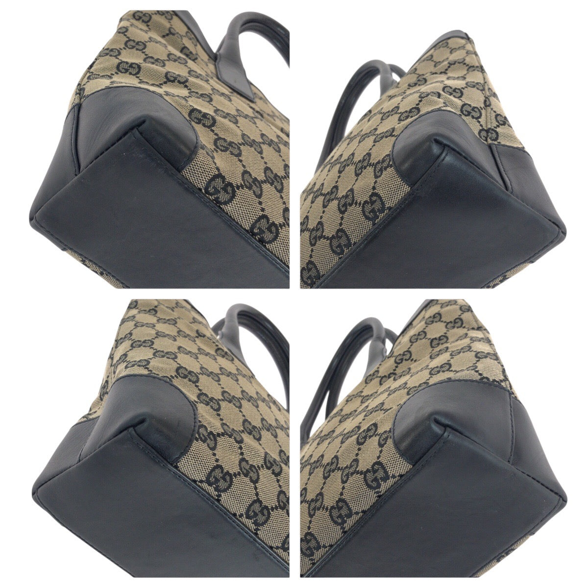 15019
GUCCI グッチ ブラック 黒 ゴールド金具 GGキャンバス / レザー 002 1119 トートバッグ ハンドバッグ  レディース
