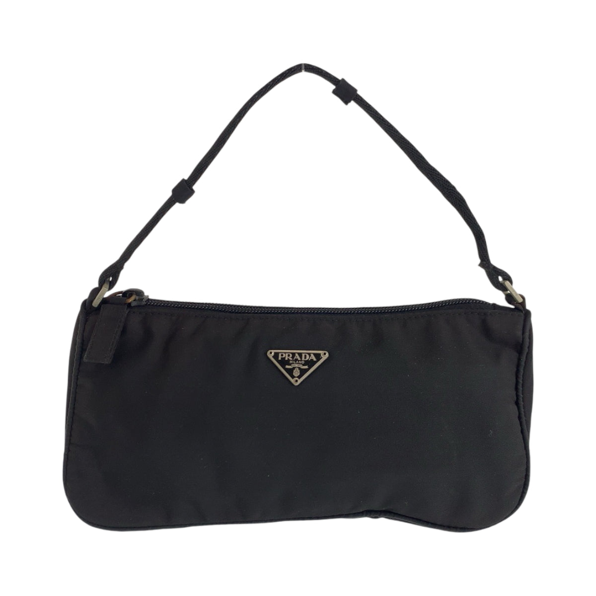 15020
PRADA プラダ テスート スポーツ 三角ロゴプレート ブラック 黒 シルバー金具 ナイロン MV633 ハンドバッグ アクセサリーポーチ  レディース