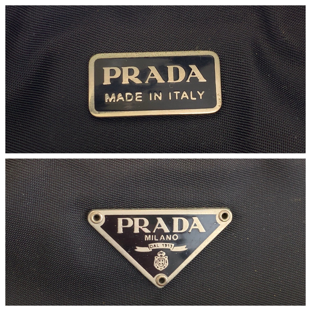 15020
PRADA プラダ テスート スポーツ 三角ロゴプレート ブラック 黒 シルバー金具 ナイロン MV633 ハンドバッグ アクセサリーポーチ  レディース