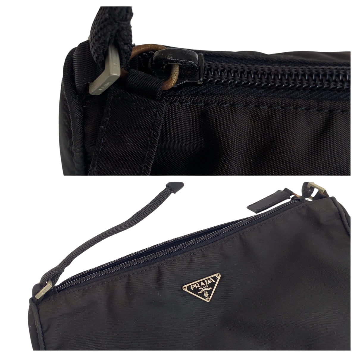 15020
PRADA プラダ テスート スポーツ 三角ロゴプレート ブラック 黒 シルバー金具 ナイロン MV633 ハンドバッグ アクセサリーポーチ  レディース
