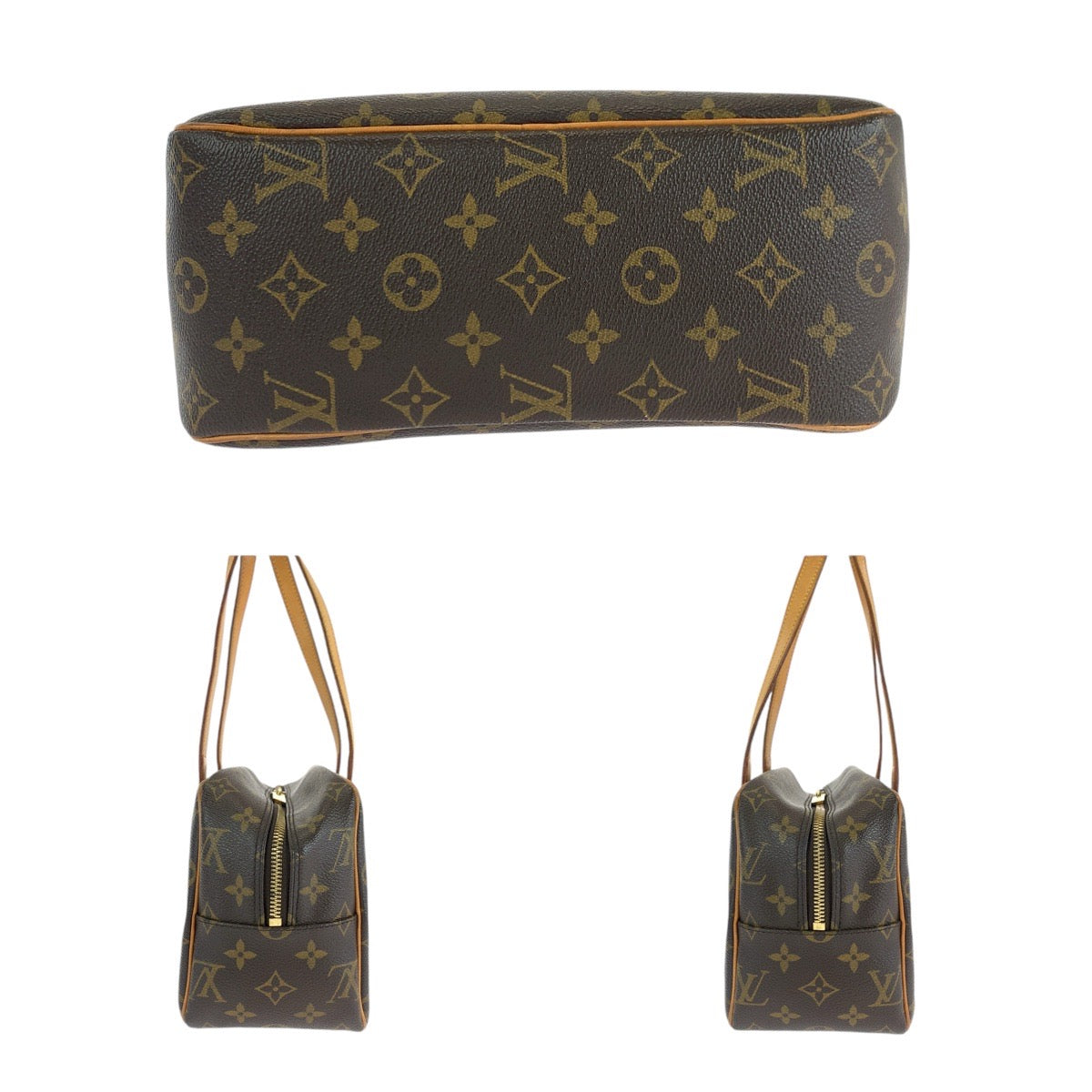 15022
LOUIS VUITTON ルイヴィトン モノグラム シテ MM ブラウン ゴールド金具 PVC / レザー M51182 トートバッグ ショルダーバッグ  レディース