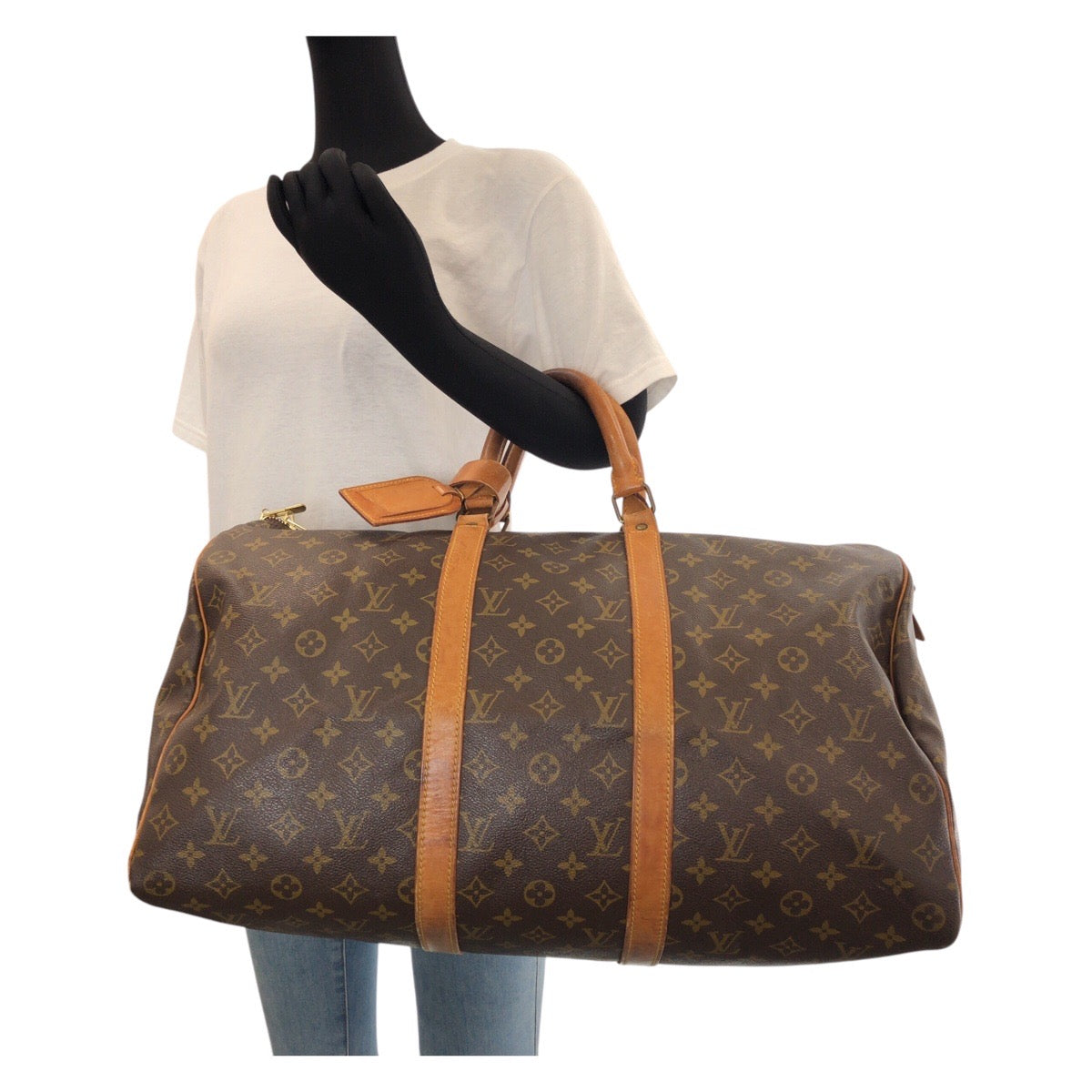 15026
LOUIS VUITTON ルイヴィトン ヴィンテージ モノグラム キーポル 50 ブラウン ゴールド金具 PVC / レザー M41426 ボストンバッグ 男女兼用  レディース