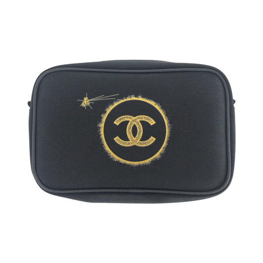 15033
CHANEL シャネル ココマーク ブラック 黒 ゴールド金具 キャンバス ポーチ アクセサリーポーチ  レディース