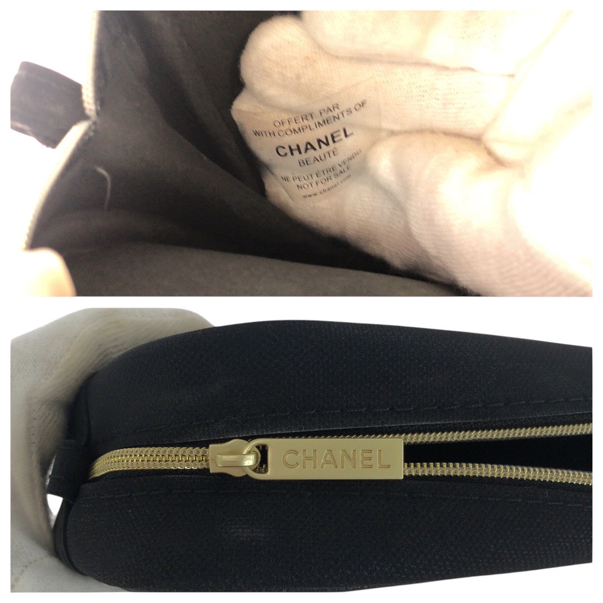 15033
CHANEL シャネル ココマーク ブラック 黒 ゴールド金具 キャンバス ポーチ アクセサリーポーチ  レディース