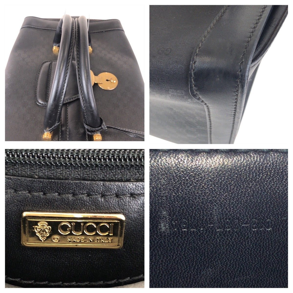 15034
GUCCI グッチ ヴィンテージ オールドグッチ ブラック 黒 ゴールド金具 GGキャンバス / レザー 013 087 1754 ハンドバッグ ドクターズバッグ  レディース