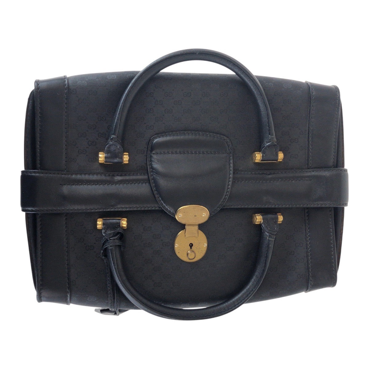 15034
GUCCI グッチ ヴィンテージ オールドグッチ ブラック 黒 ゴールド金具 GGキャンバス / レザー 013 087 1754 ハンドバッグ ドクターズバッグ  レディース