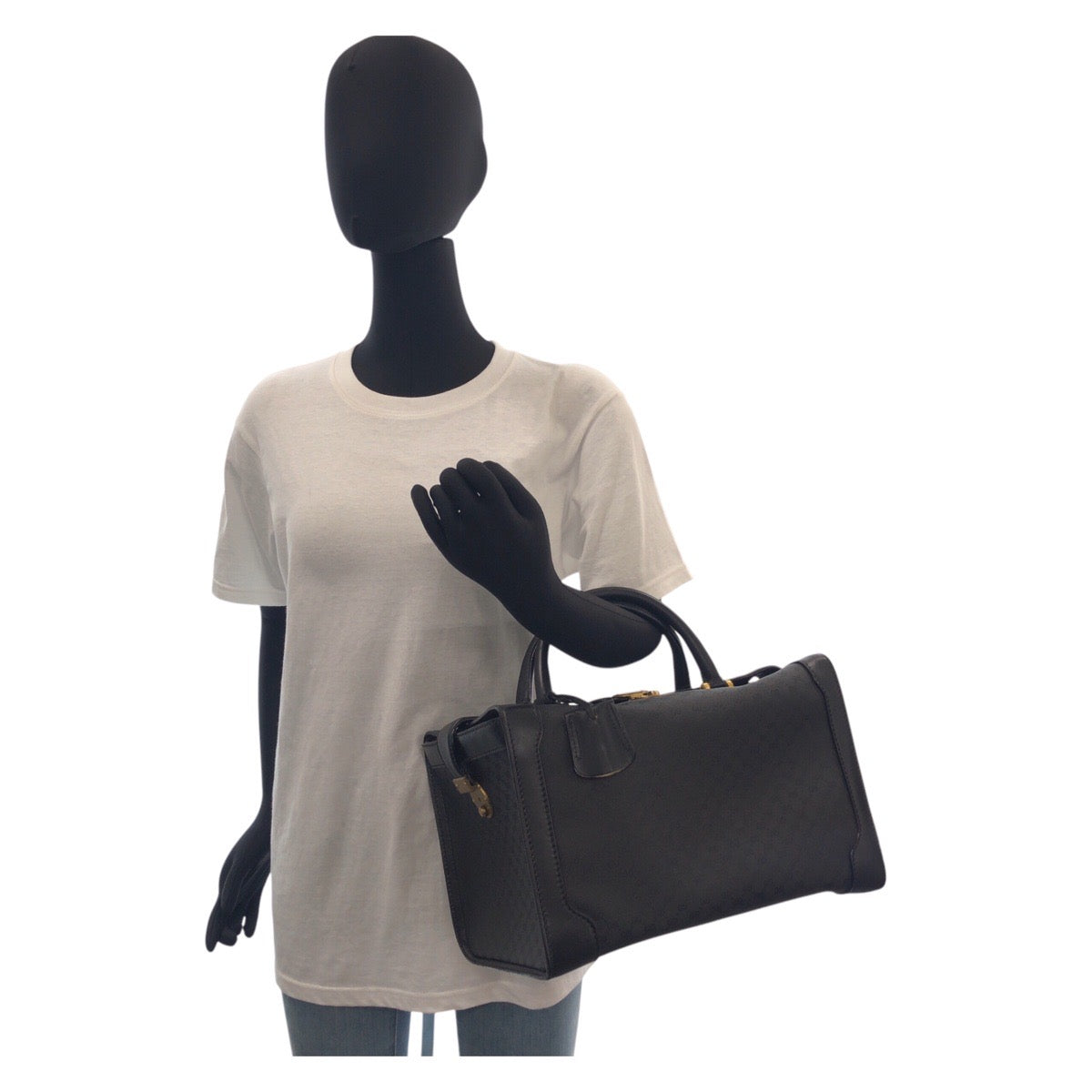 15034
GUCCI グッチ ヴィンテージ オールドグッチ ブラック 黒 ゴールド金具 GGキャンバス / レザー 013 087 1754 ハンドバッグ ドクターズバッグ  レディース