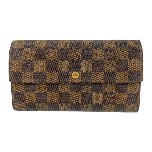 15035
LOUIS VUITTON ルイヴィトン ダミエ ポシェット ポルト モネ クレディ ブラウン ゴールド金具 PVC N61725 長財布 ロングウォレット  レディース