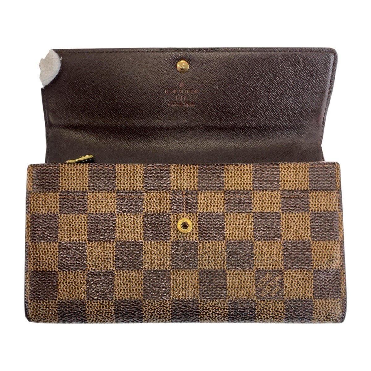15035
LOUIS VUITTON ルイヴィトン ダミエ ポシェット ポルト モネ クレディ ブラウン ゴールド金具 PVC N61725 長財布 ロングウォレット  レディース