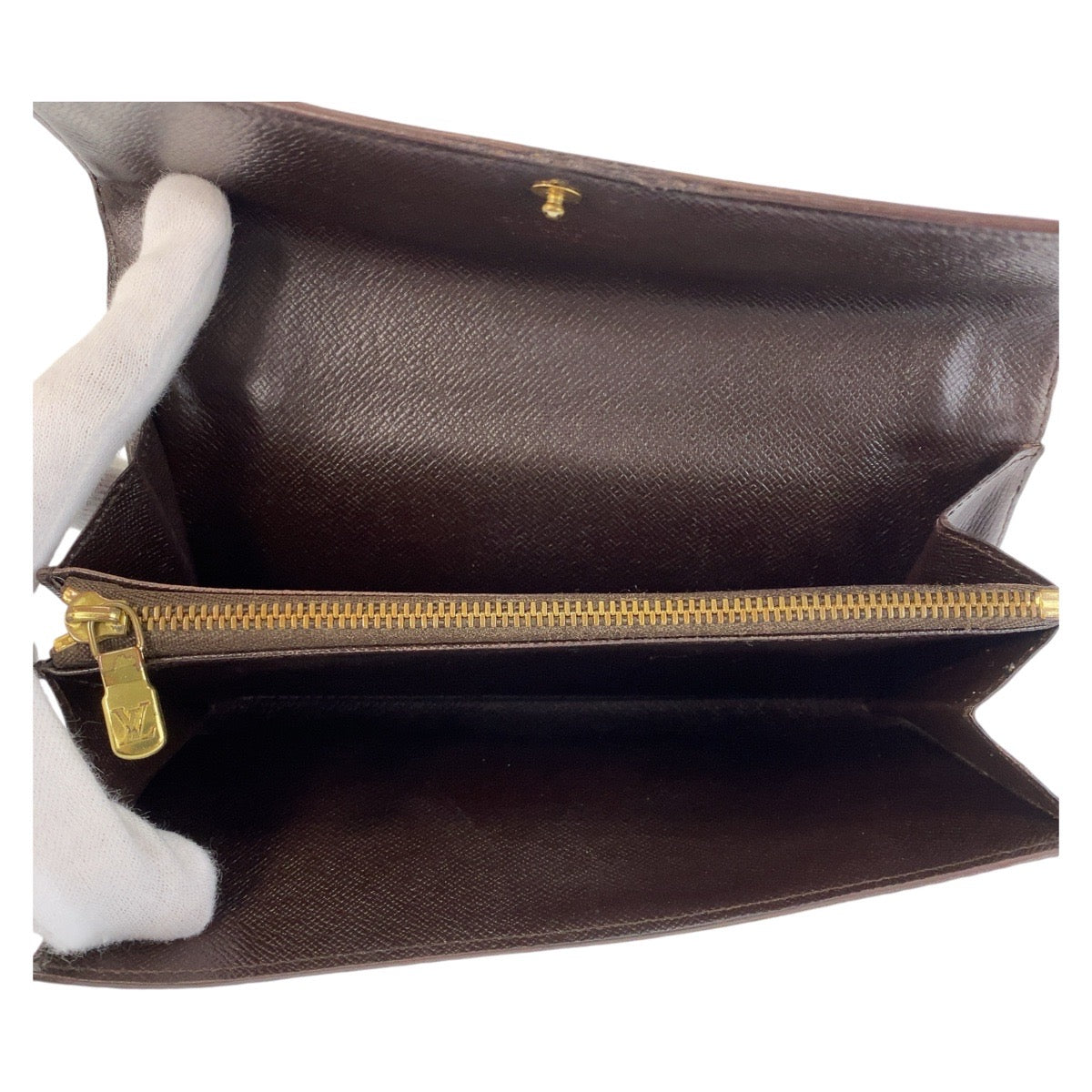 15035
LOUIS VUITTON ルイヴィトン ダミエ ポシェット ポルト モネ クレディ ブラウン ゴールド金具 PVC N61725 長財布 ロングウォレット  レディース