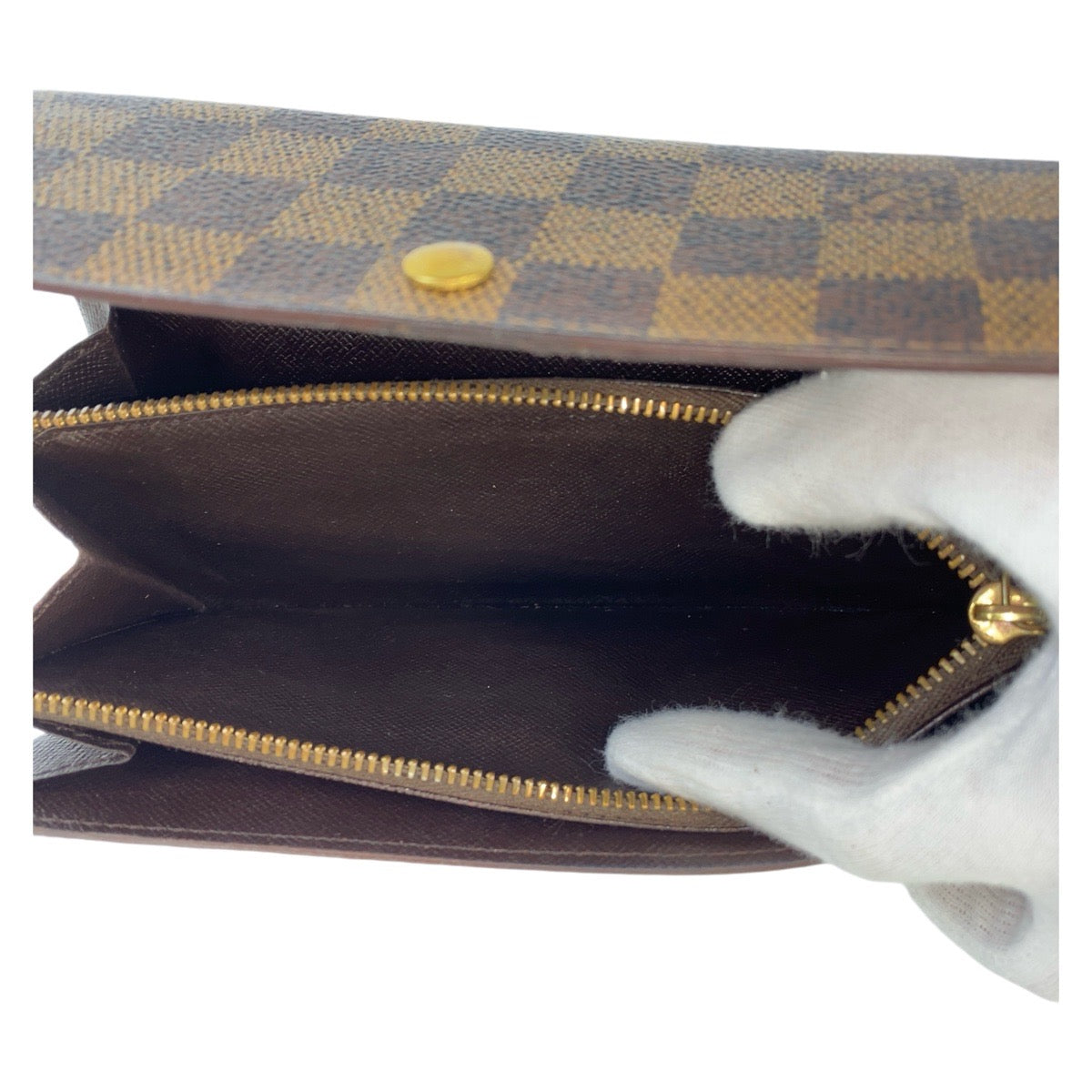 15035
LOUIS VUITTON ルイヴィトン ダミエ ポシェット ポルト モネ クレディ ブラウン ゴールド金具 PVC N61725 長財布 ロングウォレット  レディース