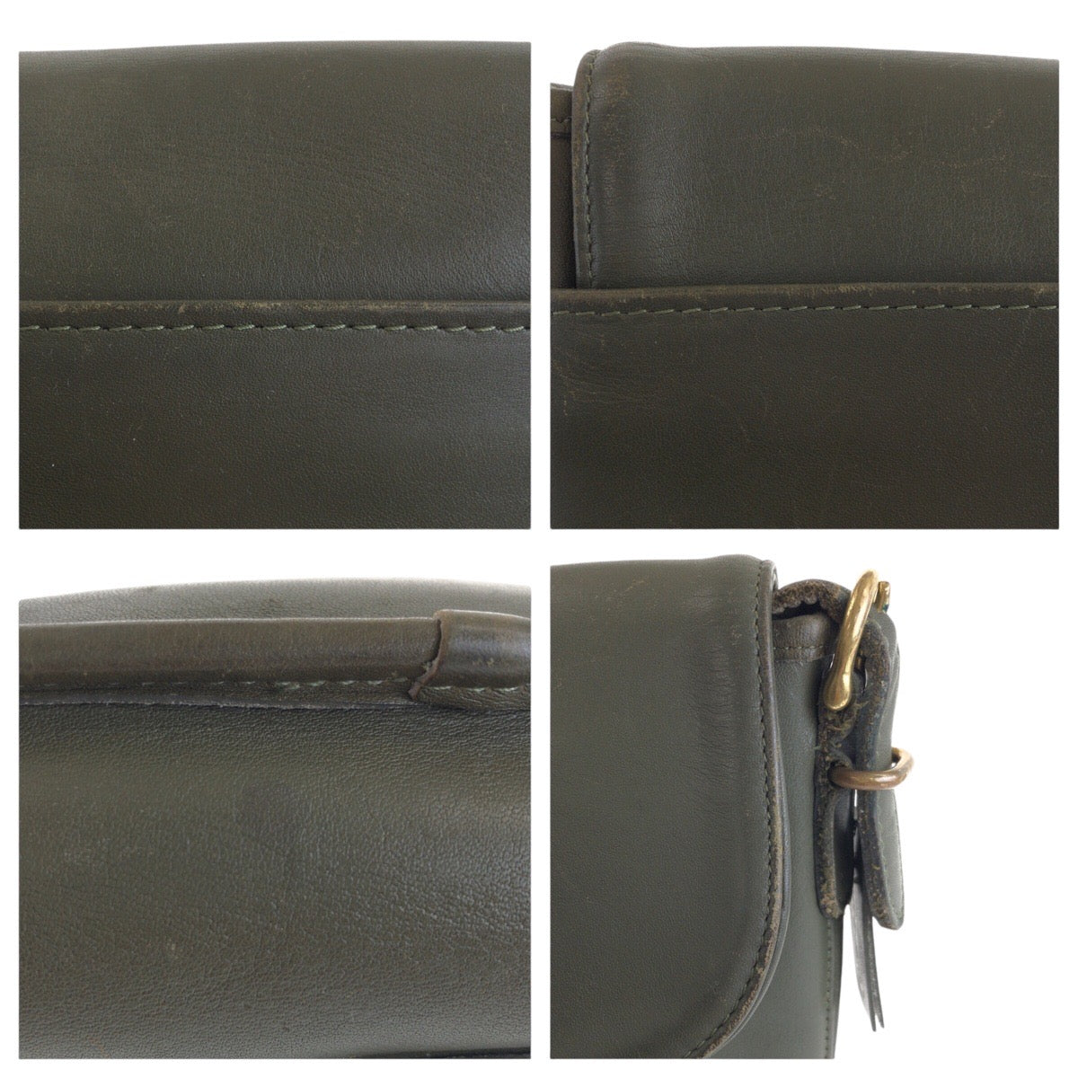 15036
COACH コーチ ヴィンテージ オールドコーチ カーキ ゴールド金具 レザー 斜め掛け ショルダーバッグ  レディース