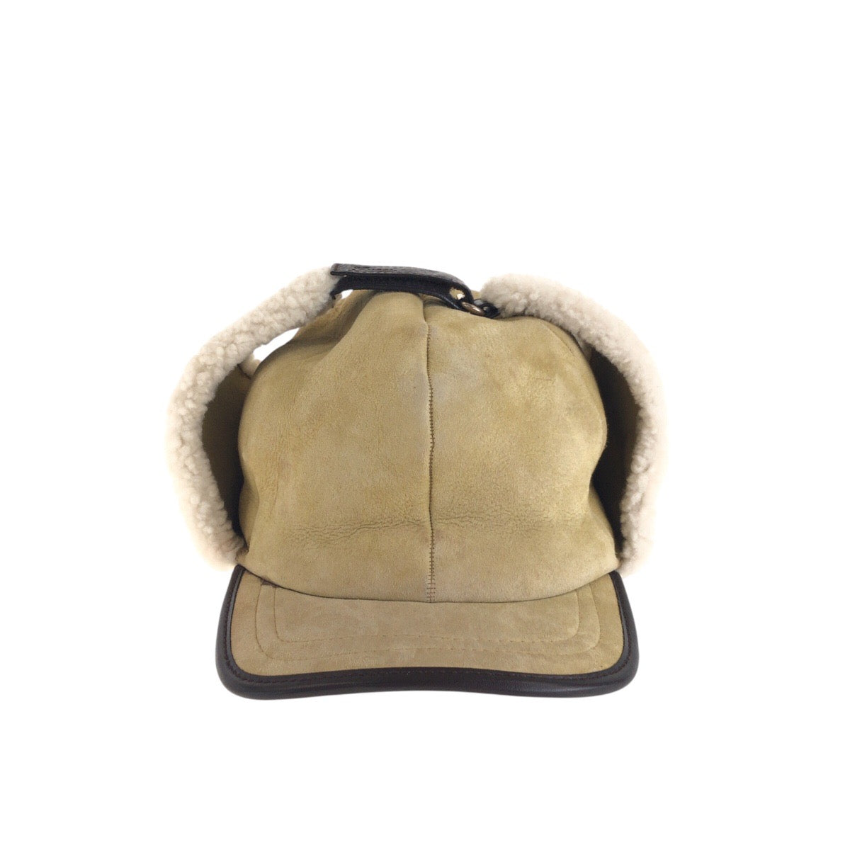 15037
GUCCI グッチ 表記サイズ L ベージュ ホワイト ウール / スウェード ムートンフライトキャップ  メンズ