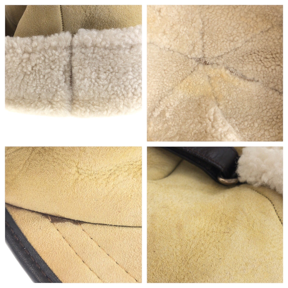 15037
GUCCI グッチ 表記サイズ L ベージュ ホワイト ウール / スウェード ムートンフライトキャップ  メンズ