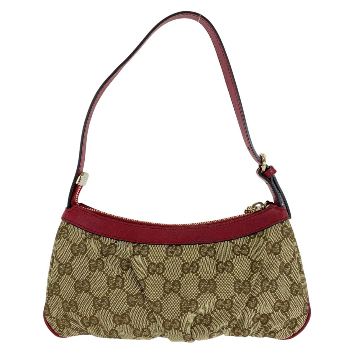 15047
GUCCI グッチ ベージュ レッド ゴールド金具 GGキャンバス / レザー ショルダーバッグ アクセサリーポーチ  レディース