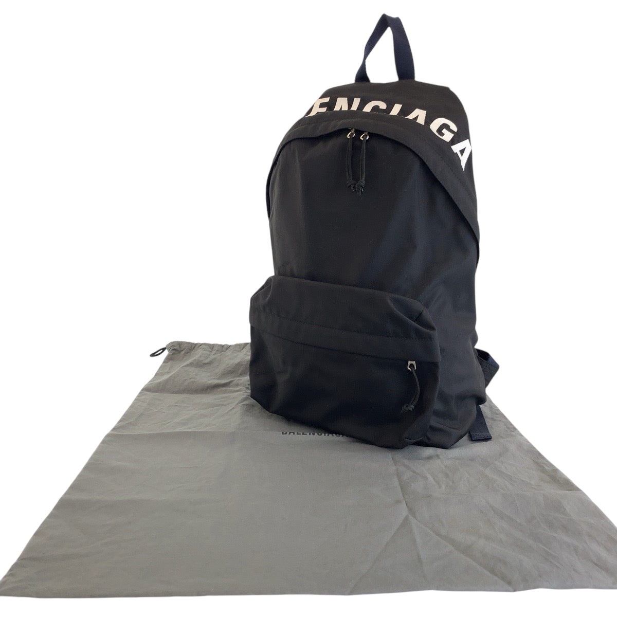 15048
BALENCIAGA バレンシアガ ウィール ブラック 黒 ホワイト シルバー金具 ナイロン 565798 リュックサック バックパック  メンズ