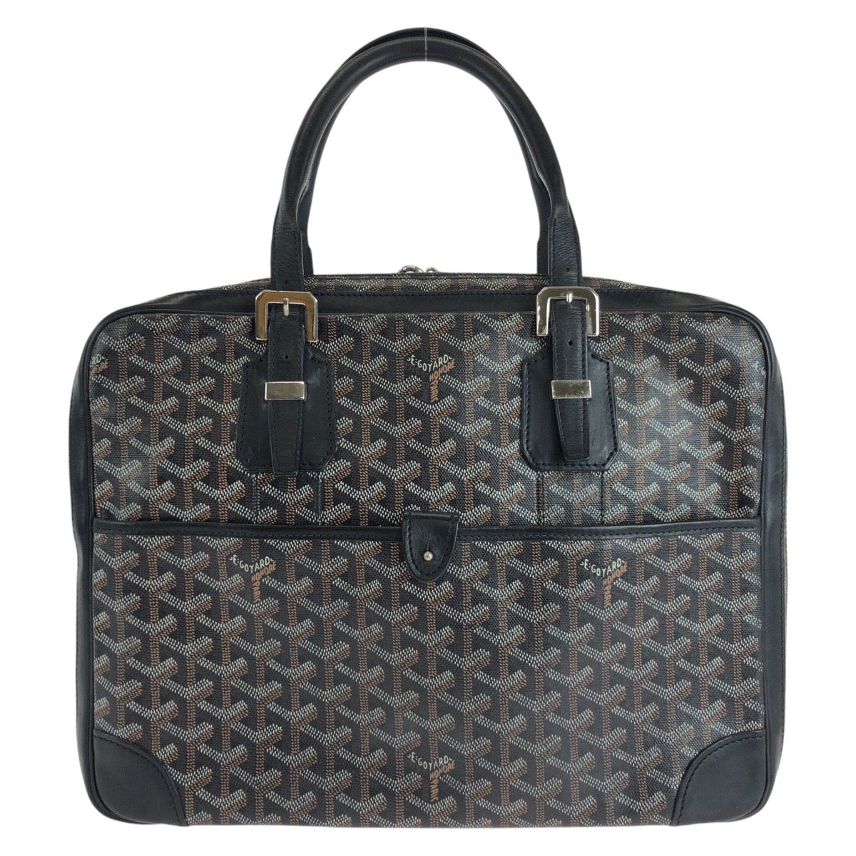 15049
GOYARD ゴヤール アンバサード PM ブラック 黒 イエロー シルバー金具 PVC / レザー ビジネスバッグ ブリーフケース  メンズ