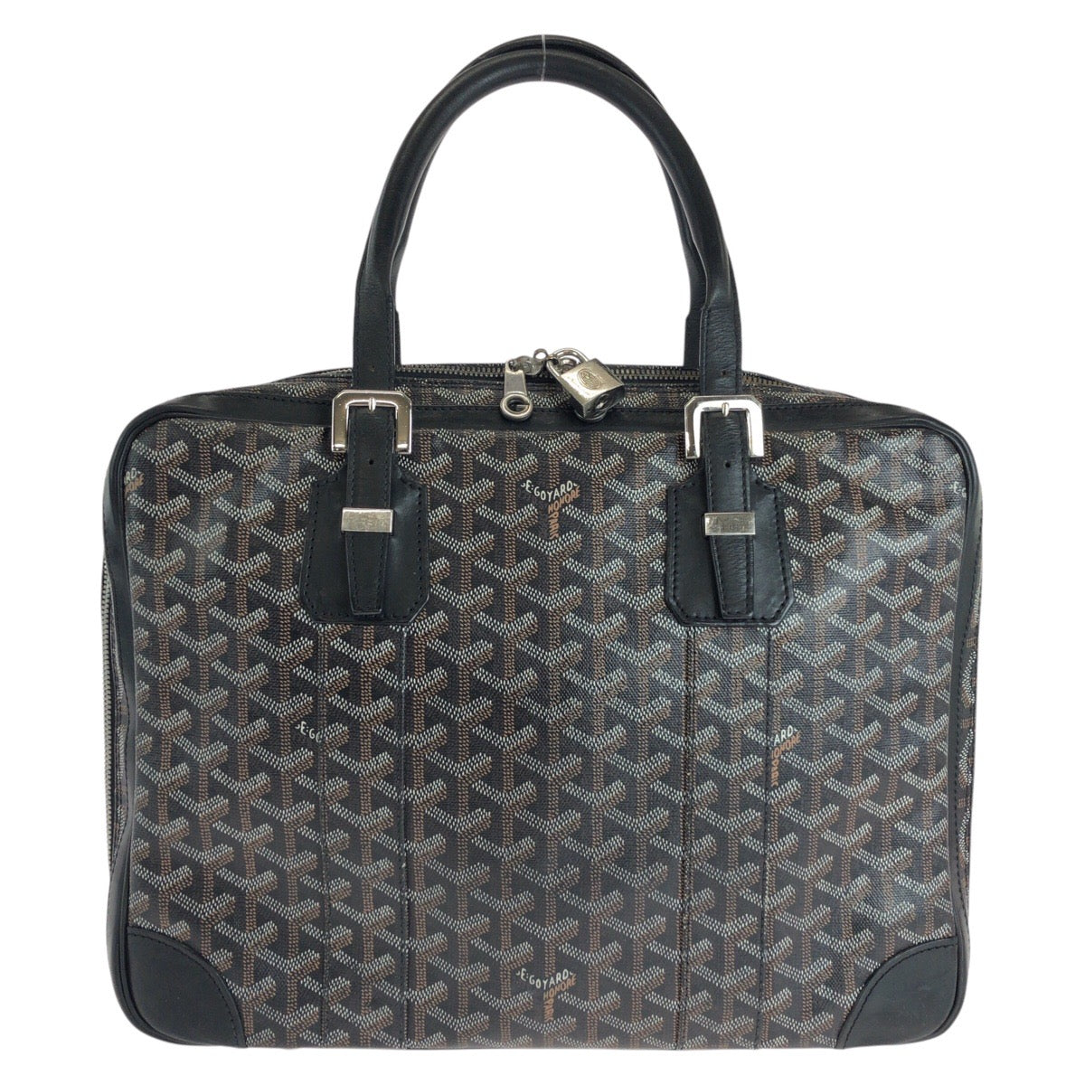 15049
GOYARD ゴヤール アンバサード PM ブラック 黒 イエロー シルバー金具 PVC / レザー ビジネスバッグ ブリーフケース  メンズ